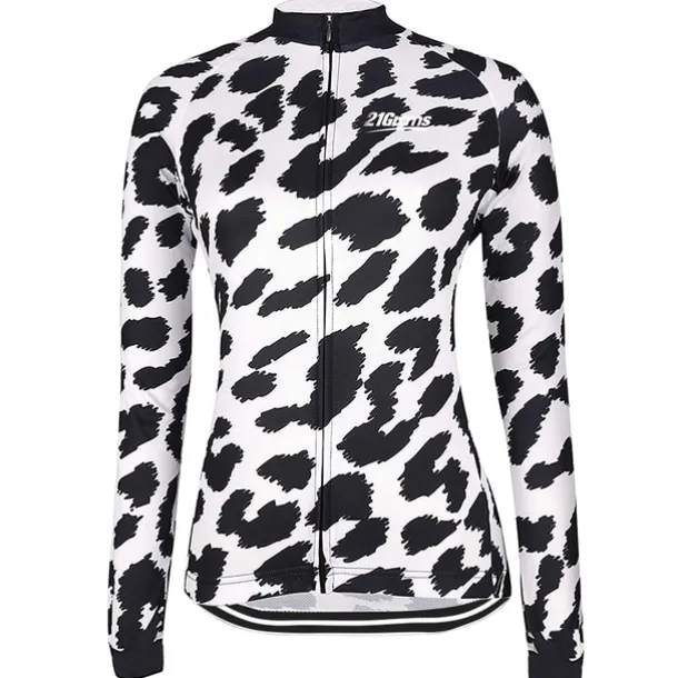 Women's Cycling Jersey Leopard Patterned Funny Long Sleeve Bike Jersey Top with 3 Rear Pockets Mountain Bike MTB Road Bike Cycling Thermal Warm Quick Dry Anatomic Design Reflective Strips Sports