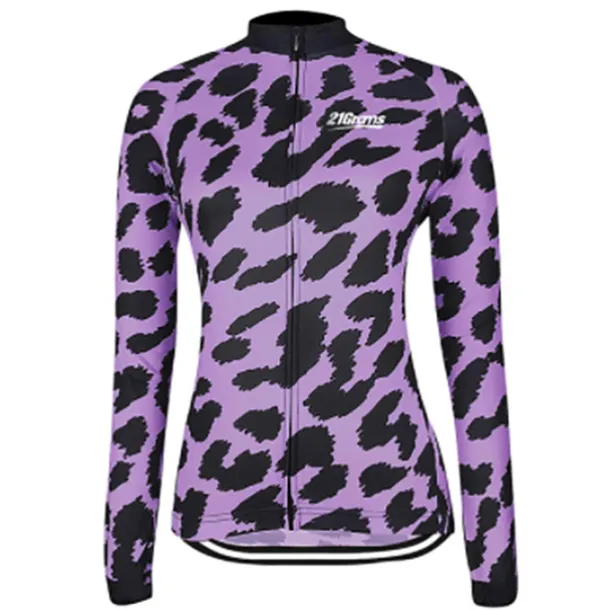 Women's Cycling Jersey Leopard Patterned Funny Long Sleeve Bike Jersey Top with 3 Rear Pockets Mountain Bike MTB Road Bike Cycling Thermal Warm Quick Dry Anatomic Design Reflective Strips Sports