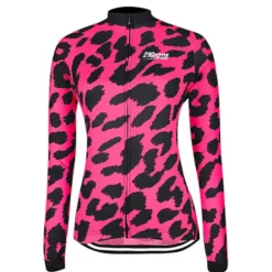 Women's Cycling Jersey Leopard Patterned Funny Long Sleeve Bike Jersey Top with 3 Rear Pockets Mountain Bike MTB Road Bike Cycling Thermal Warm Quick Dry Anatomic Design Reflective Strips Sports