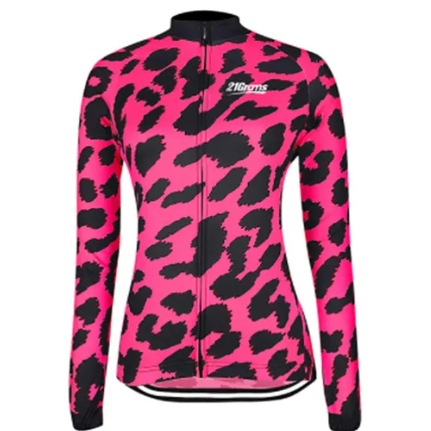 Women's Cycling Jersey Leopard Patterned Funny Long Sleeve Bike Jersey Top with 3 Rear Pockets Mountain Bike MTB Road Bike Cycling Thermal Warm Quick Dry Anatomic Design Reflective Strips Sports