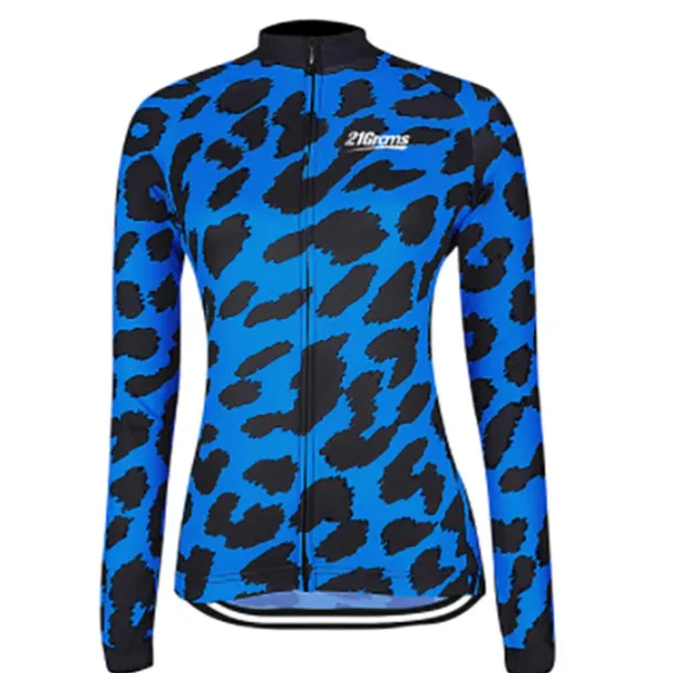 Women's Cycling Jersey Leopard Patterned Funny Long Sleeve Bike Jersey Top with 3 Rear Pockets Mountain Bike MTB Road Bike Cycling Thermal Warm Quick Dry Anatomic Design Reflective Strips Sports