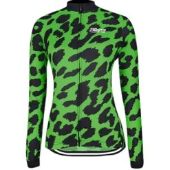 Women's Cycling Jersey Leopard Patterned Funny Long Sleeve Bike Jersey Top with 3 Rear Pockets Mountain Bike MTB Road Bike Cycling Thermal Warm Quick Dry Anatomic Design Reflective Strips Sports