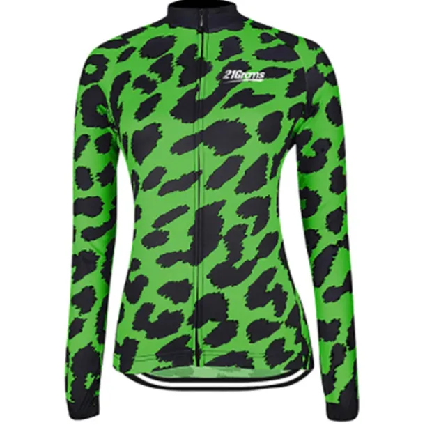 Women's Cycling Jersey Leopard Patterned Funny Long Sleeve Bike Jersey Top with 3 Rear Pockets Mountain Bike MTB Road Bike Cycling Thermal Warm Quick Dry Anatomic Design Reflective Strips Sports