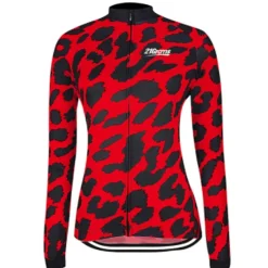 Women's Cycling Jersey Leopard Patterned Funny Long Sleeve Bike Jersey Top with 3 Rear Pockets Mountain Bike MTB Road Bike Cycling Thermal Warm Quick Dry Anatomic Design Reflective Strips Sports