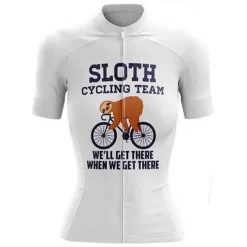 Women's Cycling Jersey Letter & Number Funny Sloth Short Sleeve Bike Jersey Top with 3 Rear Pockets Mountain Bike MTB Road Bike Cycling Quick Dry Reflective Strips Back Pocket Moisture Wicking Sports