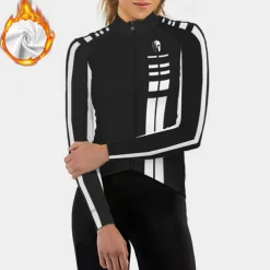 Women's Cycling Jersey Patterned Long Sleeve Bike Jersey with 3 Rear Pockets Mountain Bike MTB Road Bike Cycling Insulated Thermal Warm Fleece Lining Windproof Sports Black Yellow Pink Clothing