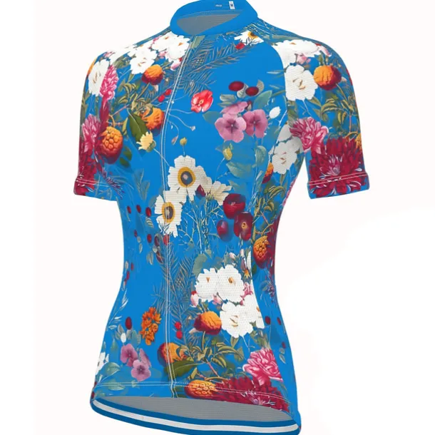 Women's Cycling Jersey Patterned Floral Botanical Flower Short Sleeve Bike Jersey with 3 Rear Pockets Mountain Bike MTB Road Bike Cycling Fast Dry Quick Dry Soft Reflective Strips Sports Black Yellow