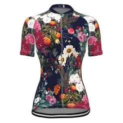 Women's Cycling Jersey Patterned Floral Botanical Flower Short Sleeve Bike Jersey with 3 Rear Pockets Mountain Bike MTB Road Bike Cycling Fast Dry Quick Dry Soft Reflective Strips Sports Black Yellow