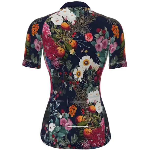 Women's Cycling Jersey Patterned Floral Botanical Flower Short Sleeve Bike Jersey with 3 Rear Pockets Mountain Bike MTB Road Bike Cycling Fast Dry Quick Dry Soft Reflective Strips Sports Black Yellow