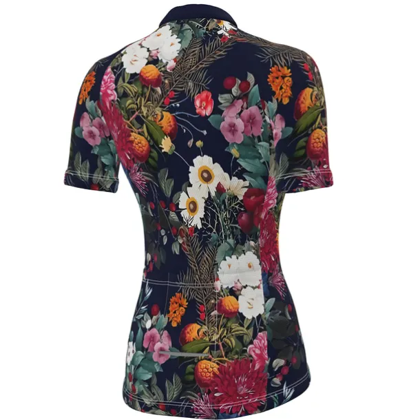 Women's Cycling Jersey Patterned Floral Botanical Flower Short Sleeve Bike Jersey with 3 Rear Pockets Mountain Bike MTB Road Bike Cycling Fast Dry Quick Dry Soft Reflective Strips Sports Black Yellow