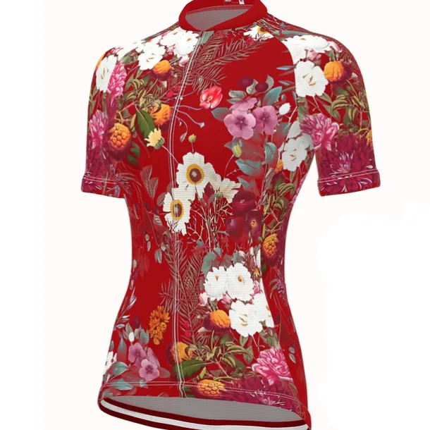 Women's Cycling Jersey Patterned Floral Botanical Flower Short Sleeve Bike Jersey with 3 Rear Pockets Mountain Bike MTB Road Bike Cycling Fast Dry Quick Dry Soft Reflective Strips Sports Black Yellow