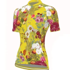Women's Cycling Jersey Patterned Floral Botanical Flower Short Sleeve Bike Jersey with 3 Rear Pockets Mountain Bike MTB Road Bike Cycling Fast Dry Quick Dry Soft Reflective Strips Sports Black Yellow