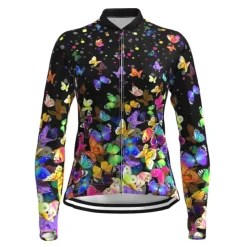 Women's Cycling Jersey Patterned Floral Botanical Flower Long Sleeve Bike Jersey Top with 3 Rear Pockets Mountain Bike MTB Road Bike Cycling Quick Dry Front Zipper Soft Back Pocket Sports White Pink