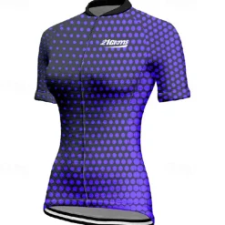 Women's Cycling Jersey Polka Dot Short Sleeve Bike Tee Tshirt Jersey with 3 Rear Pockets Mountain Bike MTB Quick Dry Anatomic Design Wicking Breathable Sports Pink Blue Dark Green Clothing Apparel