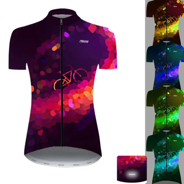 Women's Cycling Jersey Polka Dot Gradient Patterned Short Sleeve Bike Jersey Top with 3 Rear Pockets Mountain Bike MTB Road Bike Cycling Cycling Quick Dry Ultraviolet Resistant Reflective Strips