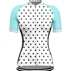 Women's Cycling Jersey Polka Dot Short Sleeve Bike Tee Tshirt Jersey with 3 Rear Pockets Mountain Bike MTB Quick Dry Anatomic Design Wicking Breathable Sports White Yellow Pink Clothing Apparel