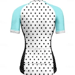 Women's Cycling Jersey Polka Dot Short Sleeve Bike Tee Tshirt Jersey with 3 Rear Pockets Mountain Bike MTB Quick Dry Anatomic Design Wicking Breathable Sports White Yellow Pink Clothing Apparel