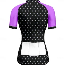 Women's Cycling Jersey Polka Dot Short Sleeve Bike Tee Tshirt Jersey with 3 Rear Pockets Mountain Bike MTB Quick Dry Anatomic Design Wicking Breathable Sports White Yellow Pink Clothing Apparel