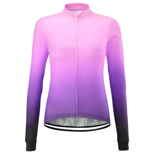 Women's Cycling Jersey Solid Color Gradient Patterned Long Sleeve Bike Jersey Top with 3 Rear Pockets Mountain Bike MTB Road Bike Cycling UV Resistant Quick Dry Back Pocket Sweat-Wicking Sports