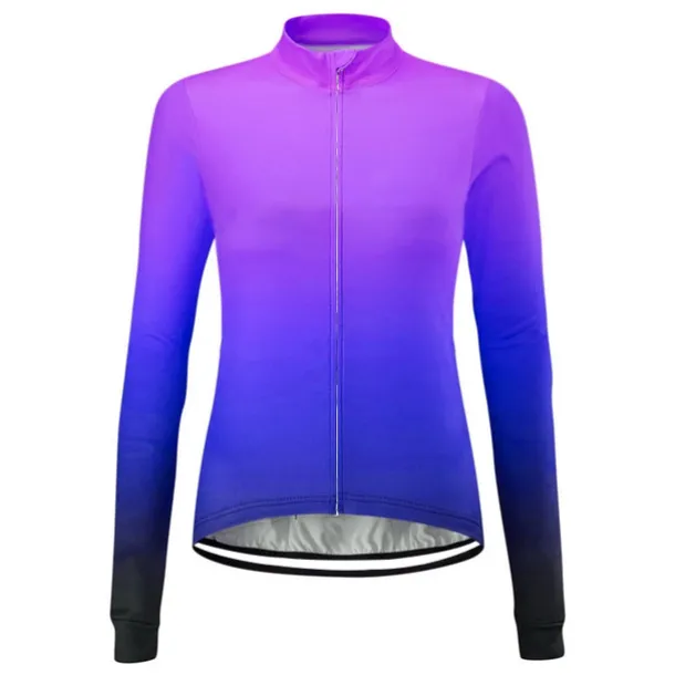 Women's Cycling Jersey Solid Color Gradient Patterned Long Sleeve Bike Jersey Top with 3 Rear Pockets Mountain Bike MTB Road Bike Cycling UV Resistant Quick Dry Back Pocket Sweat-Wicking Sports