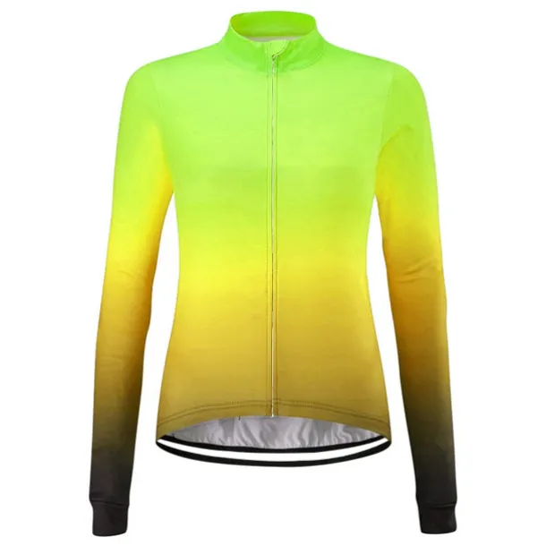 Women's Cycling Jersey Solid Color Gradient Patterned Long Sleeve Bike Jersey Top with 3 Rear Pockets Mountain Bike MTB Road Bike Cycling UV Resistant Quick Dry Back Pocket Sweat-Wicking Sports