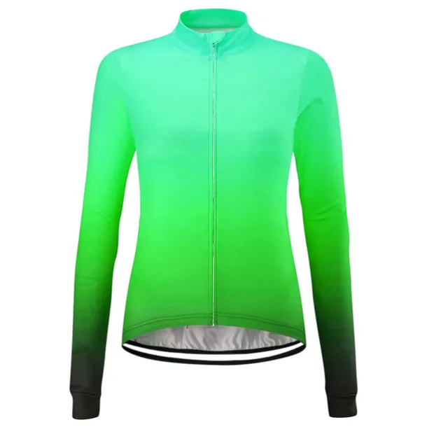 Women's Cycling Jersey Solid Color Gradient Patterned Long Sleeve Bike Jersey Top with 3 Rear Pockets Mountain Bike MTB Road Bike Cycling UV Resistant Quick Dry Back Pocket Sweat-Wicking Sports