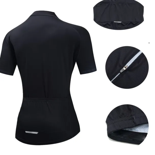 Women's Cycling Jersey Solid Color Short Sleeve Bike Jersey Top with 3 Rear Pockets Mountain Bike MTB Road Bike Cycling Quick Dry Reflective Strips Back Pocket Moisture Wicking Sports Black White