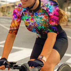 Women's Cycling Jersey Tree Short Sleeve Bike Jersey Top with 3 Rear Pockets Mountain Bike MTB Road Bike Cycling Quick Dry Reflective Strips Back Pocket Moisture Wicking Sports Yellow Red Blue