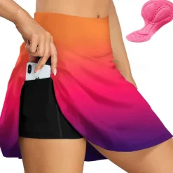 Women's Cycling Skort Skirt Bike Skirt Bottoms Race Fit Mountain Bike MTB Road Bike Cycling Sports Gradient 3D Pad Cycling Breathable Quick Dry Navy Black Spandex Clothing Apparel Bike Wear