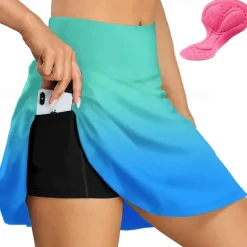 Women's Cycling Skort Skirt Bike Skirt Bottoms Race Fit Mountain Bike MTB Road Bike Cycling Sports Gradient 3D Pad Cycling Breathable Quick Dry Navy Black Spandex Clothing Apparel Bike Wear