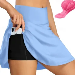 Women's Cycling Skort Skirt Bike Skirt Bottoms Race Fit Mountain Bike MTB Road Bike Cycling Sports Gradient 3D Pad Cycling Breathable Quick Dry Navy Black Spandex Clothing Apparel Bike Wear