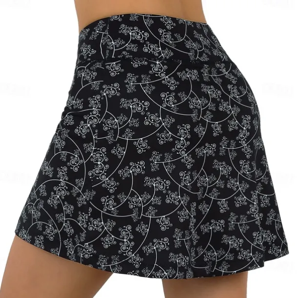 Women's Cycling Skort Skirt Bike Skirt Bottoms Mountain Bike MTB Road Bike Cycling Sports Floral Botanical 3D Pad Cycling Breathable Quick Dry Black Red Spandex Clothing Apparel Bike Wear