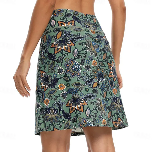 Women's Cycling Skort Skirt Bike Skirt Bottoms Mountain Bike MTB Road Bike Cycling Sports Floral Botanical 3D Pad Cycling Breathable Quick Dry Forest Green Pink Spandex Clothing Apparel Bike Wear