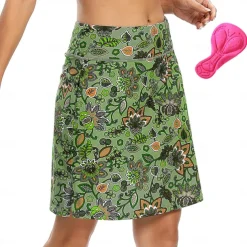 Women's Cycling Skort Skirt Bike Skirt Bottoms Mountain Bike MTB Road Bike Cycling Sports Floral Botanical 3D Pad Cycling Breathable Quick Dry Forest Green Pink Spandex Clothing Apparel Bike Wear