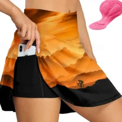 Women's Cycling Skort Skirt Bike Skirt Bottoms Race Fit Mountain Bike MTB Road Bike Cycling Sports Graphic 3D Pad Cycling Breathable Quick Dry Yellow Pink Spandex Clothing Apparel Bike Wear