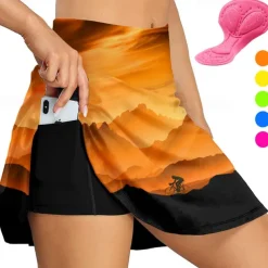 Women's Cycling Skort Skirt Bike Skirt Bottoms Race Fit Mountain Bike MTB Road Bike Cycling Sports Graphic 3D Pad Cycling Breathable Quick Dry Yellow Pink Spandex Clothing Apparel Bike Wear