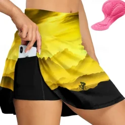 Women's Cycling Skort Skirt Bike Skirt Bottoms Race Fit Mountain Bike MTB Road Bike Cycling Sports Graphic 3D Pad Cycling Breathable Quick Dry Yellow Pink Spandex Clothing Apparel Bike Wear
