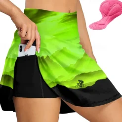 Women's Cycling Skort Skirt Bike Skirt Bottoms Race Fit Mountain Bike MTB Road Bike Cycling Sports Graphic 3D Pad Cycling Breathable Quick Dry Yellow Pink Spandex Clothing Apparel Bike Wear