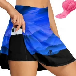 Women's Cycling Skort Skirt Bike Skirt Bottoms Race Fit Mountain Bike MTB Road Bike Cycling Sports Graphic 3D Pad Cycling Breathable Quick Dry Yellow Pink Spandex Clothing Apparel Bike Wear