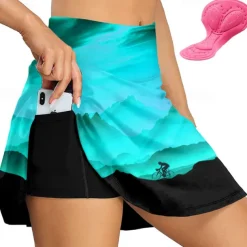 Women's Cycling Skort Skirt Bike Skirt Bottoms Race Fit Mountain Bike MTB Road Bike Cycling Sports Graphic 3D Pad Cycling Breathable Quick Dry Yellow Pink Spandex Clothing Apparel Bike Wear