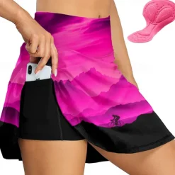 Women's Cycling Skort Skirt Bike Skirt Bottoms Race Fit Mountain Bike MTB Road Bike Cycling Sports Graphic 3D Pad Cycling Breathable Quick Dry Yellow Pink Spandex Clothing Apparel Bike Wear