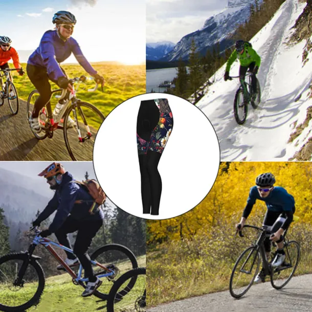 Women's Cycling Tights Bike Pants Tights Mountain Bike MTB Road Bike Cycling Sports Graphic Floral Botanical Ugly Christmas Thermal Warm 3D Pad Breathable Quick Dry Black Red Clothing Apparel Bike