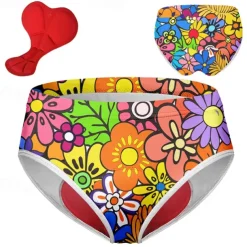 Women's Cycling Underwear Bike Underwear Shorts Padded Shorts / Chamois Mountain Bike MTB Road Bike Cycling Sports Graphic 3D Pad Breathable Quick Dry Moisture Wicking Violet Yellow Spandex Clothing