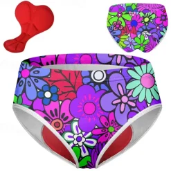 Women's Cycling Underwear Bike Underwear Shorts Padded Shorts / Chamois Mountain Bike MTB Road Bike Cycling Sports Graphic 3D Pad Breathable Quick Dry Moisture Wicking Violet Yellow Spandex Clothing