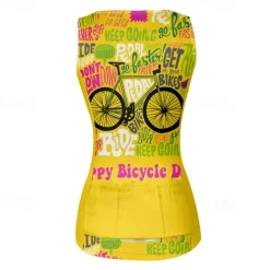 Women's Cycling Vest Cycling Jersey Graphic Letter & Number Funny Sleeveless Bike Vest / Gilet Jersey Top with 3 Rear Pockets Mountain Bike MTB Road Bike Cycling Quick Dry Back Pocket Moisture