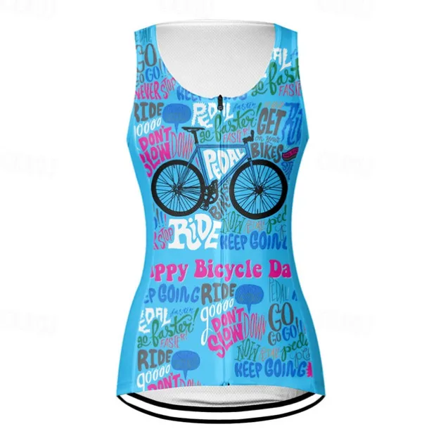 Women's Cycling Vest Cycling Jersey Graphic Letter & Number Funny Sleeveless Bike Vest / Gilet Jersey Top with 3 Rear Pockets Mountain Bike MTB Road Bike Cycling Quick Dry Back Pocket Moisture