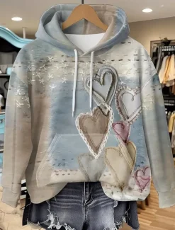 Women's 3D Print Pullover Hoodie Sweatshirt Graphic Casual Long Sleeve Hooded Regular Tops Party Evening Wear Street Dailywear Pink Red Purple Gray Spring Fall Winter