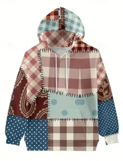 Women's 3D Print Pullover Hoodie Sweatshirt Graphic Halloween Casual Long Sleeve Hooded Regular Tops Party Evening Wear Street Dailywear Patchwork Khaki Spring Fall Winter