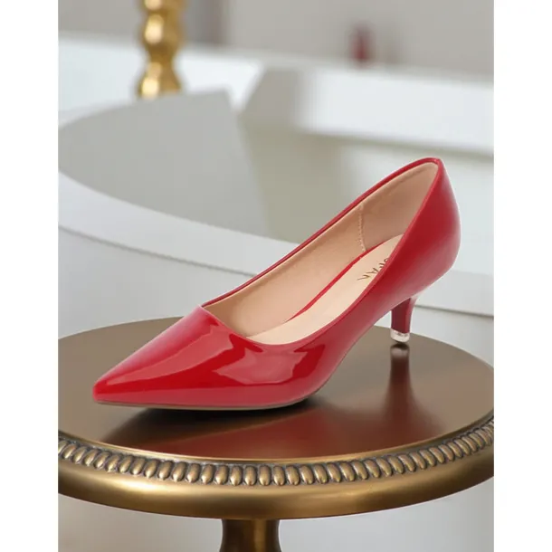 Women's Dark Green Patent Leather Pointed-Toe Kitten Heels - Classic 1950s Elegant Office Pumps for Ladies, Ideal for Workwear, Interviews, and Formal Events