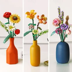 Women's Day Gifts 2023 Romantic Roses Flowers Sunflowers Daffodils Gardens House Building Blocks Classic Model Mini Bricks Sets Kids Kits Valentine's Day for Girls Mother's Day Gifts for MoM